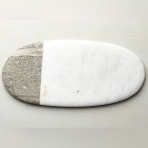 Crate&Barrel Two-Tone White and Gray Marble Cheese Tray